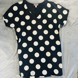 Harper Women's M Black White Polka Dot Shirt Dress Short Sleeve Mod Retro 60s